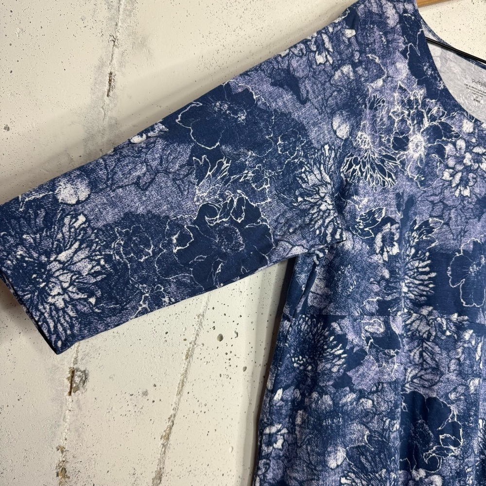 Pure Jill Floral 3/4 Sleeves Scoop Neck Denim Like Dress Pockets 2X - Picture 10 of 11